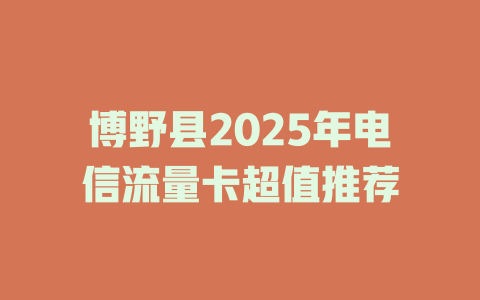 博野县2025年电信流量卡超值推荐