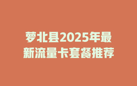 萝北县2025年最新流量卡套餐推荐