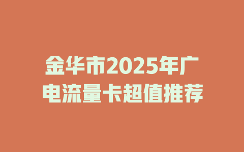 金华市2025年广电流量卡超值推荐