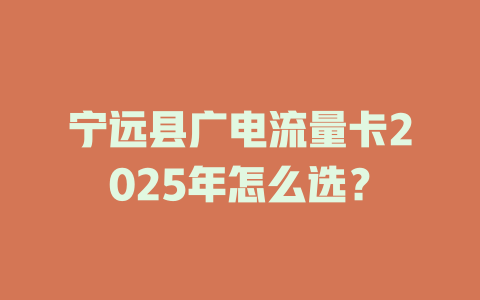 宁远县广电流量卡2025年怎么选？
