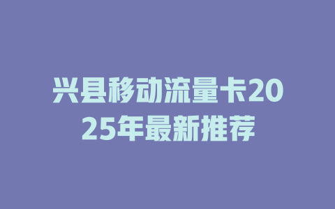 兴县移动流量卡2025年最新推荐
