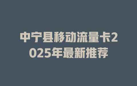 中宁县移动流量卡2025年最新推荐