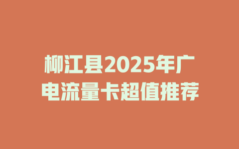 柳江县2025年广电流量卡超值推荐