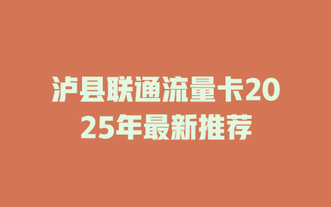 泸县联通流量卡2025年最新推荐