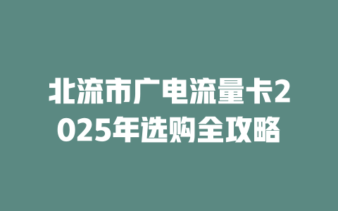 北流市广电流量卡2025年选购全攻略