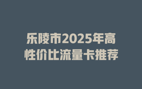 乐陵市2025年高性价比流量卡推荐