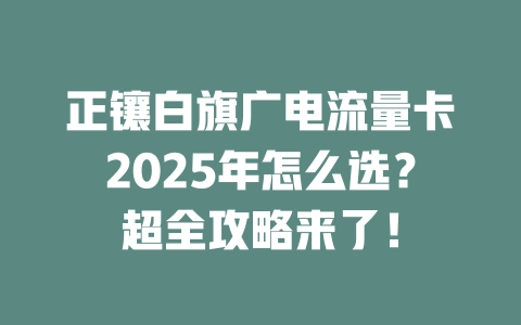 正镶白旗广电流量卡2025年怎么选？超全攻略来了！