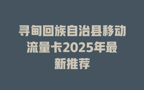 寻甸回族自治县移动流量卡2025年最新推荐