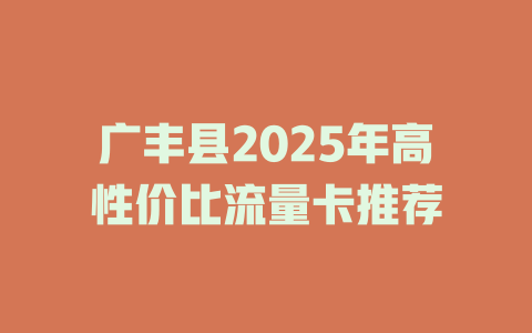 广丰县2025年高性价比流量卡推荐