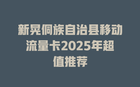 新晃侗族自治县移动流量卡2025年超值推荐