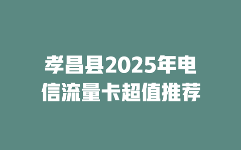 孝昌县2025年电信流量卡超值推荐