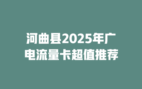 河曲县2025年广电流量卡超值推荐
