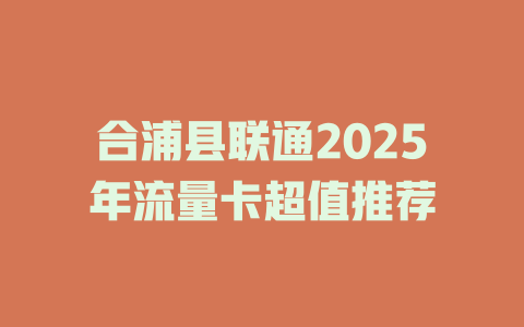 合浦县联通2025年流量卡超值推荐