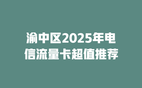 渝中区2025年电信流量卡超值推荐