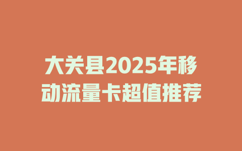 大关县2025年移动流量卡超值推荐