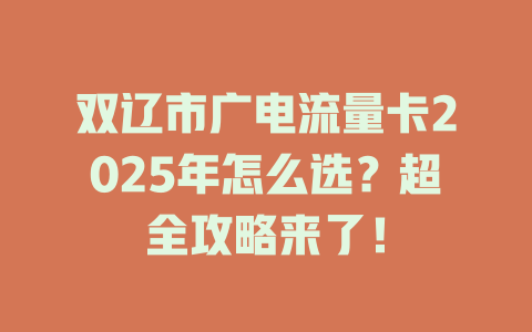 双辽市广电流量卡2025年怎么选？超全攻略来了！