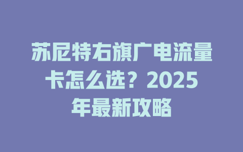 苏尼特右旗广电流量卡怎么选？2025年最新攻略