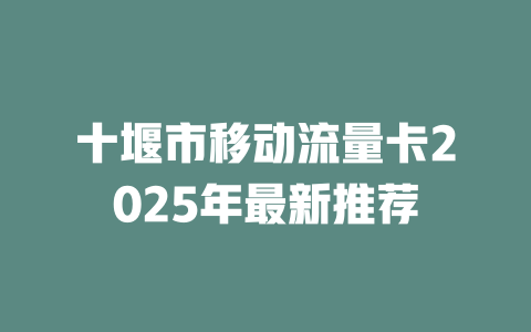 十堰市移动流量卡2025年最新推荐