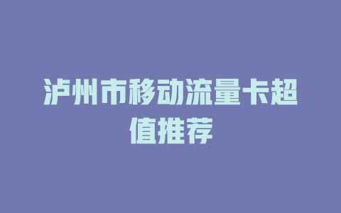 泸州市移动流量卡超值推荐
