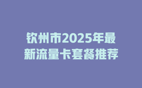 钦州市2025年最新流量卡套餐推荐