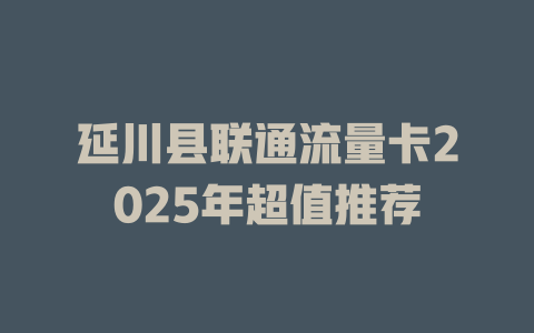 延川县联通流量卡2025年超值推荐