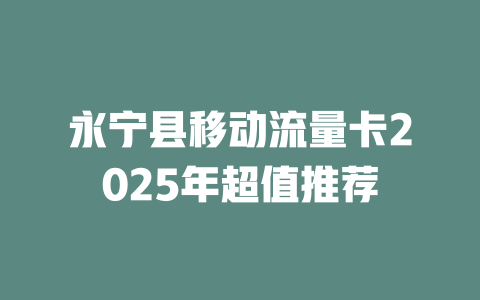 永宁县移动流量卡2025年超值推荐