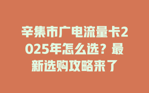 辛集市广电流量卡2025年怎么选？最新选购攻略来了