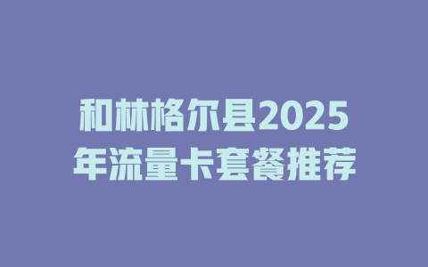 和林格尔县2025年流量卡套餐推荐
