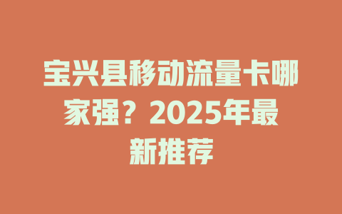 宝兴县移动流量卡哪家强？2025年最新推荐