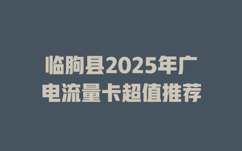 临朐县2025年广电流量卡超值推荐