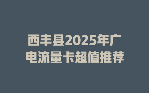 西丰县2025年广电流量卡超值推荐