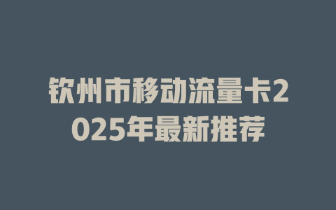 钦州市移动流量卡2025年最新推荐