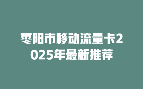 枣阳市移动流量卡2025年最新推荐