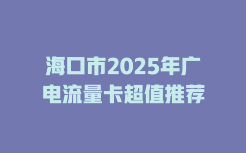 海口市2025年广电流量卡超值推荐