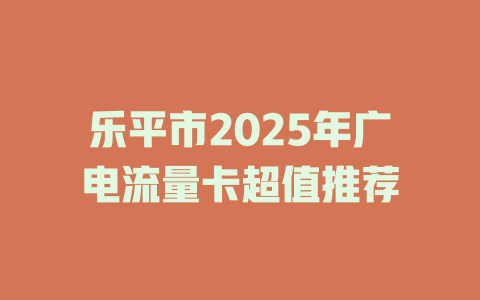 乐平市2025年广电流量卡超值推荐