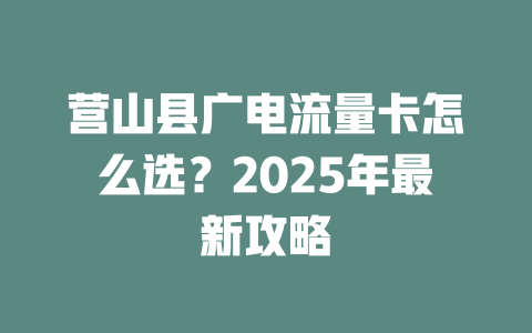 营山县广电流量卡怎么选？2025年最新攻略