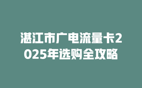 湛江市广电流量卡2025年选购全攻略