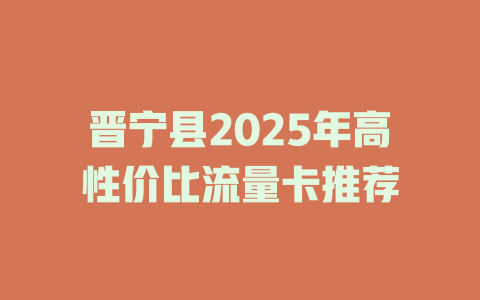 晋宁县2025年高性价比流量卡推荐