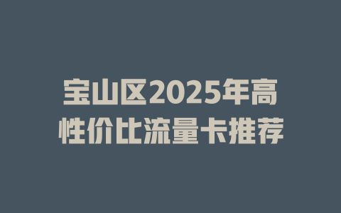 宝山区2025年高性价比流量卡推荐