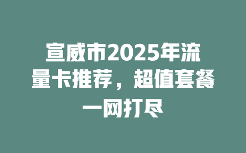 宣威市2025年流量卡推荐，超值套餐一网打尽