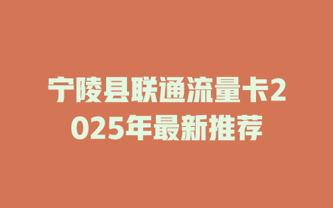 宁陵县联通流量卡2025年最新推荐