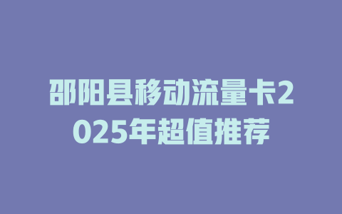 邵阳县移动流量卡2025年超值推荐