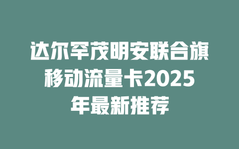达尔罕茂明安联合旗移动流量卡2025年最新推荐