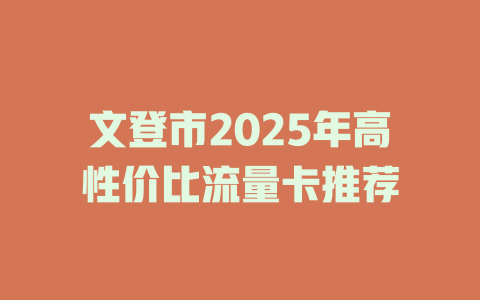 文登市2025年高性价比流量卡推荐