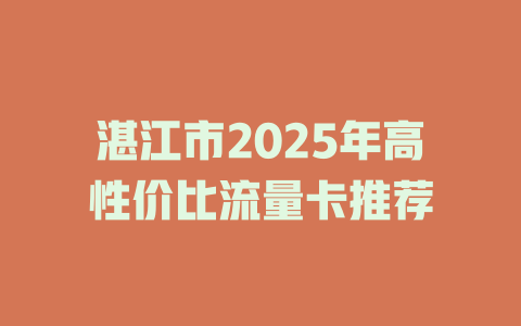 湛江市2025年高性价比流量卡推荐