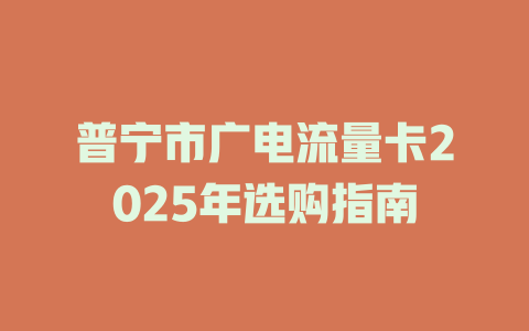 普宁市广电流量卡2025年选购指南