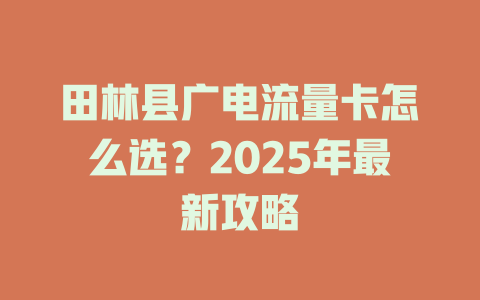 田林县广电流量卡怎么选？2025年最新攻略