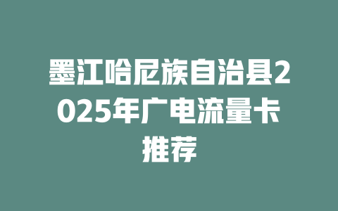 墨江哈尼族自治县2025年广电流量卡推荐