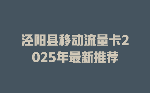 泾阳县移动流量卡2025年最新推荐