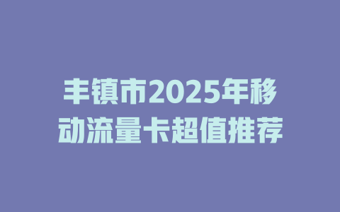 丰镇市2025年移动流量卡超值推荐